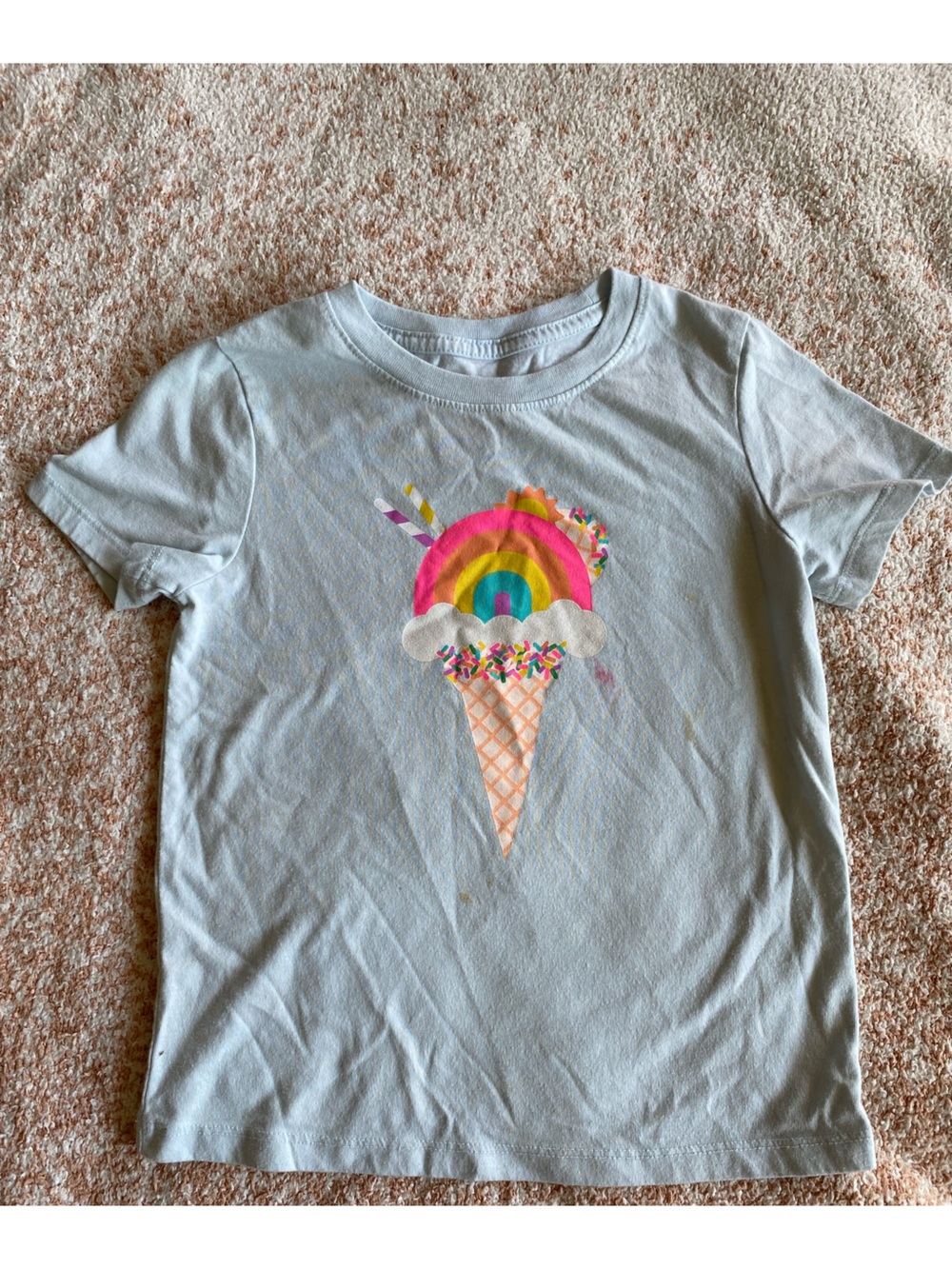 Cat & Jack girls Rainbow Ice Cream Graphic Tee - Light Blue
